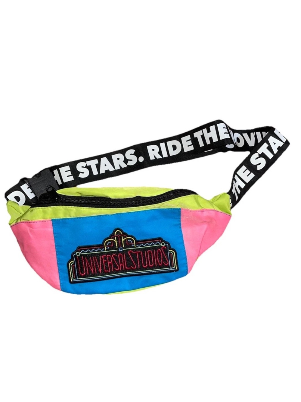Y2K Universal Studios Neon Fanny Waist Pack Belt Bag Retro Logo 30th Anniversary